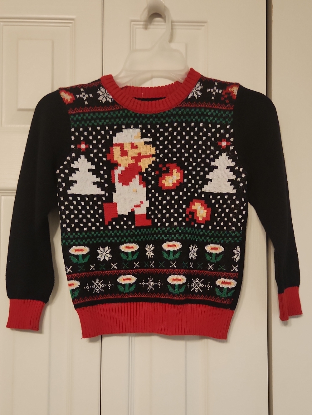 Nintendo Super Mario Bros. Knit Holiday Christmas Tree Fireball Sweater